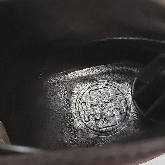 Tory Burch Hillary Brown Suede Leather heeled Lace-up Bootie, women's SZ 7.5 - Picture 8 of 11